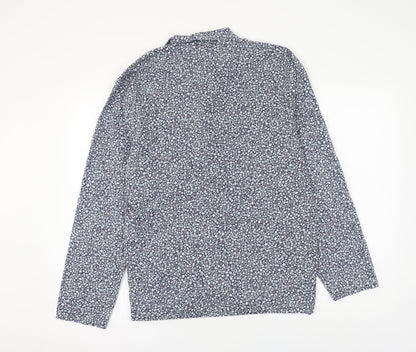 Marks & Spencer Womens Blue Floral Polyester Basic Button-Up Size S Collared