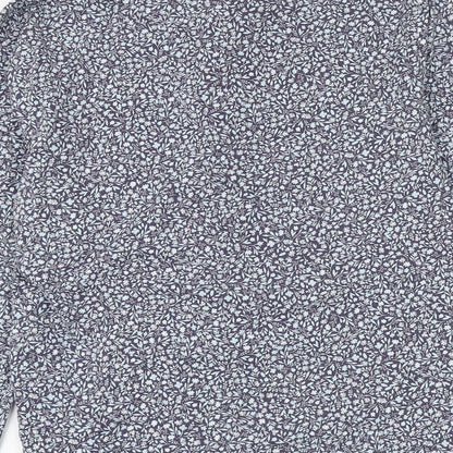 Marks & Spencer Womens Blue Floral Polyester Basic Button-Up Size S Collared