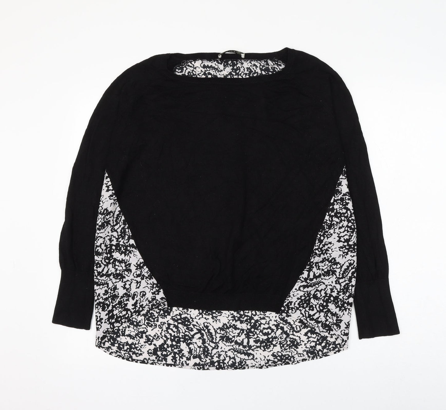 Oasis Womens Black Viscose Basic Blouse Size M Round Neck