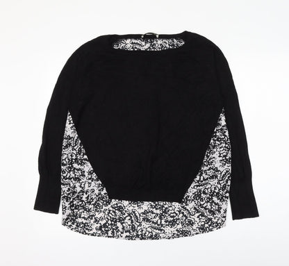 Oasis Womens Black Viscose Basic Blouse Size M Round Neck