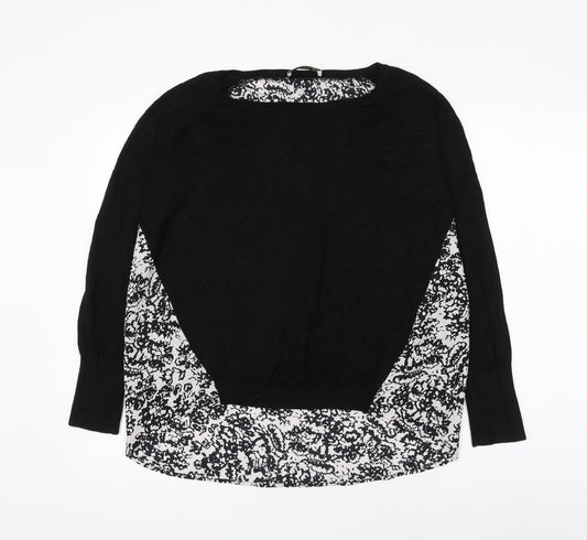Oasis Womens Black Viscose Basic Blouse Size M Round Neck