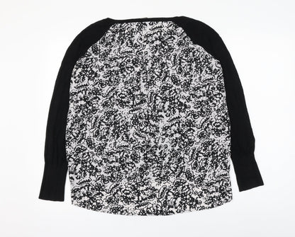 Oasis Womens Black Viscose Basic Blouse Size M Round Neck