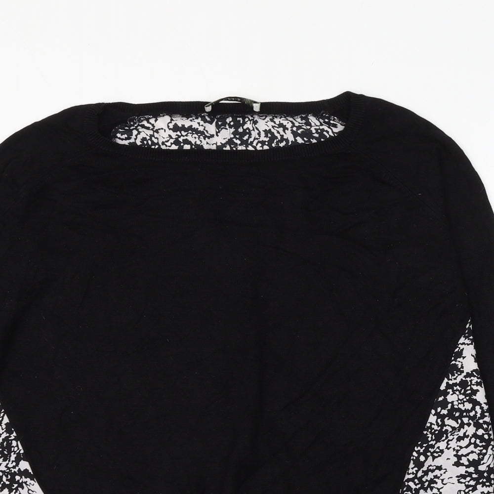 Oasis Womens Black Viscose Basic Blouse Size M Round Neck