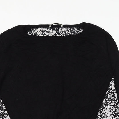 Oasis Womens Black Viscose Basic Blouse Size M Round Neck