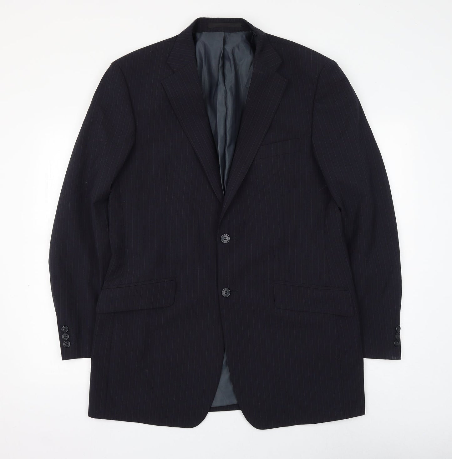 Marks and Spencer Mens Blue Striped Polyester Jacket Suit Jacket Size 40