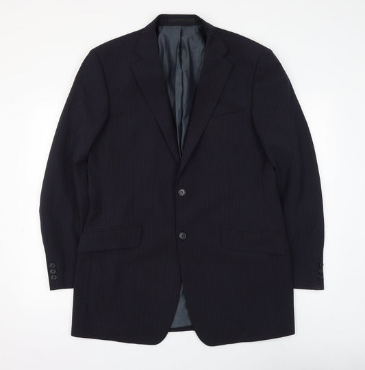 Marks and Spencer Mens Blue Striped Polyester Jacket Suit Jacket Size 40