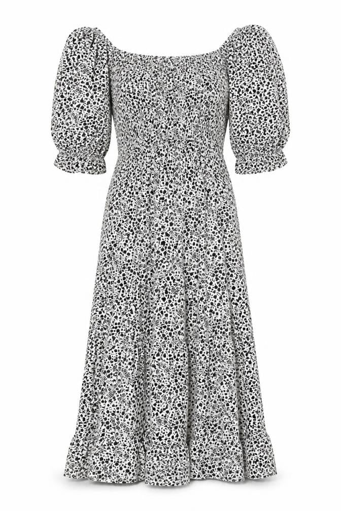 Marks & Spencer Womens White Floral Viscose Fit & Flare Size 6 Square Neck Pullover