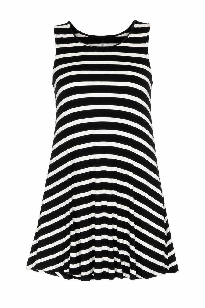 Old Navy Womens Black Striped Viscose Basic Blouse Size M Round Neck