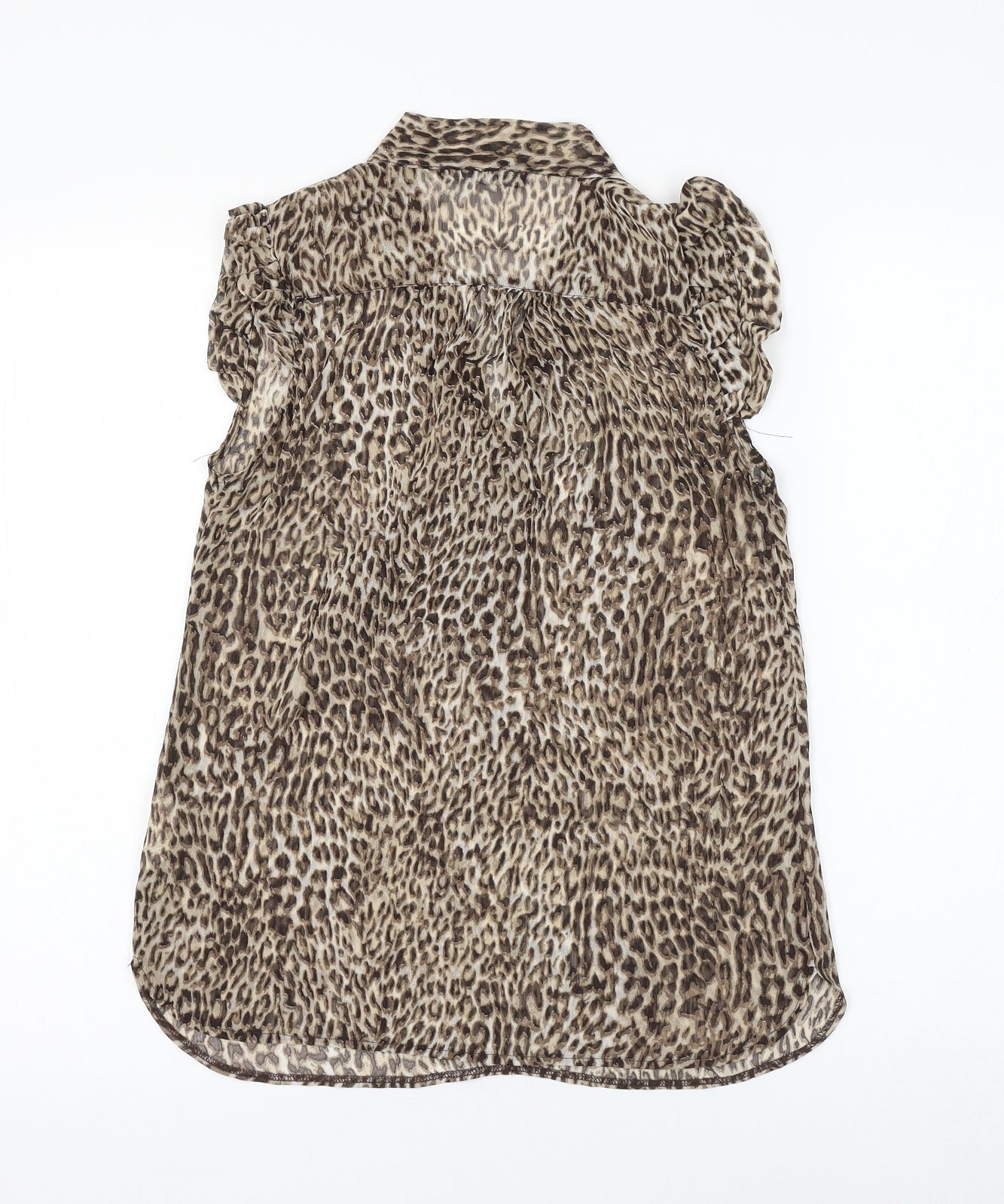 Atmosphere Womens Brown Animal Print Polyester Basic Blouse Size 6 V-Neck