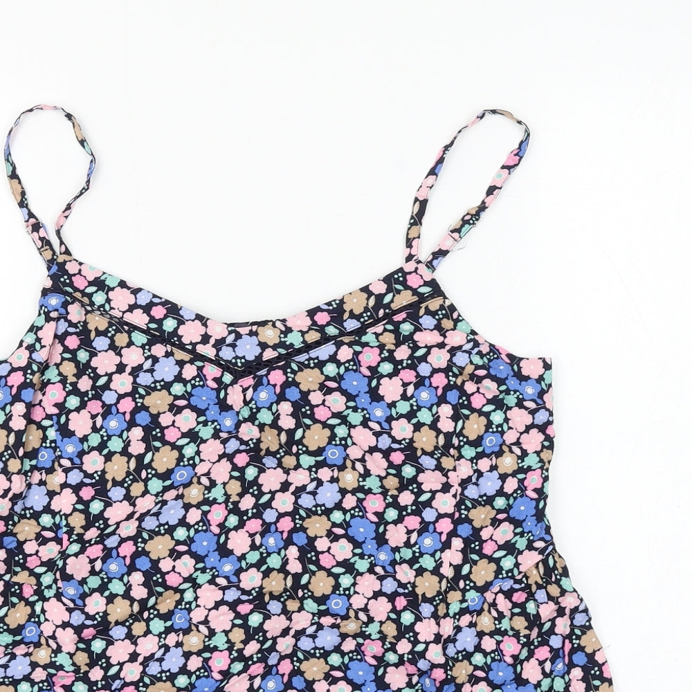 Marks and Spencer Womens Multicoloured Floral Viscose Basic Tank Size 8 V-Neck