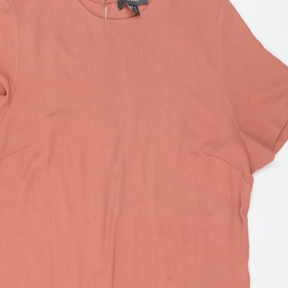 Primark Womens Pink Polyester Shift Size 16 Round Neck Button
