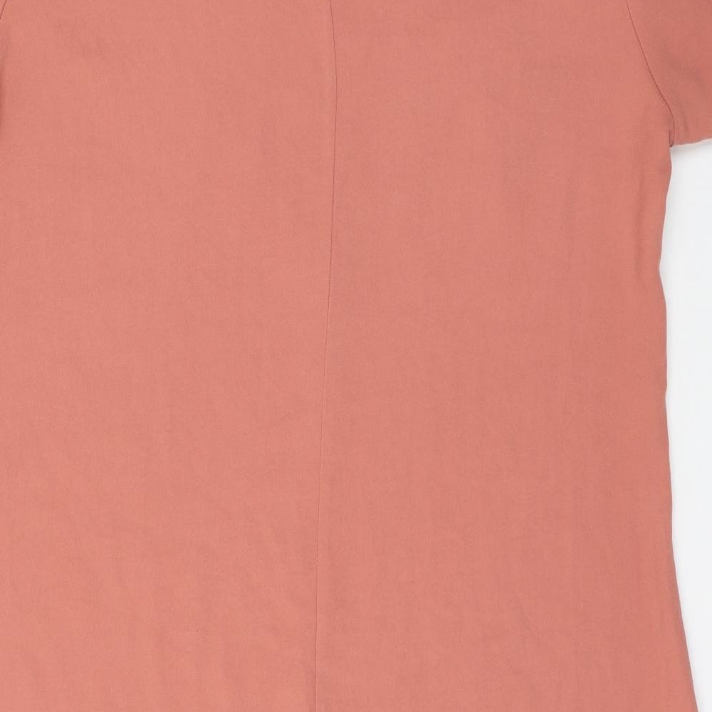 Primark Womens Pink Polyester Shift Size 16 Round Neck Button