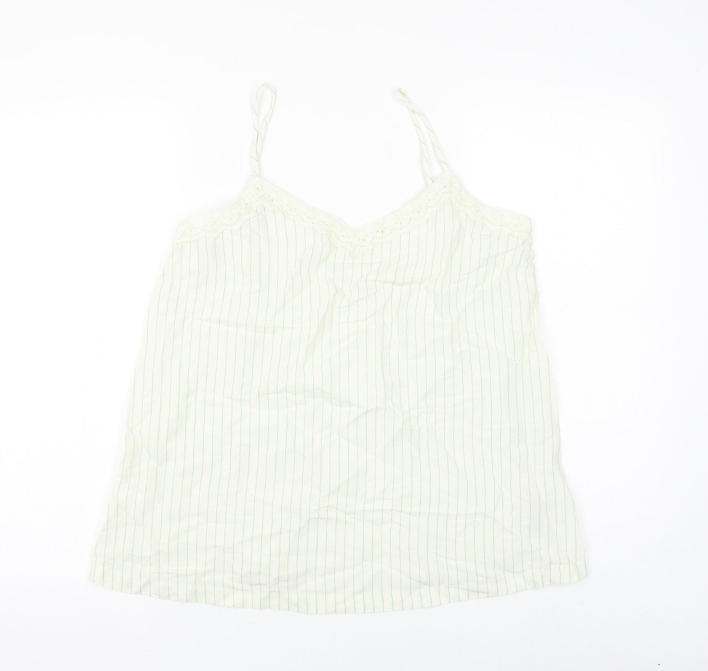 Marks and Spencer Womens White Striped Viscose Camisole Tank Size 10 V-Neck
