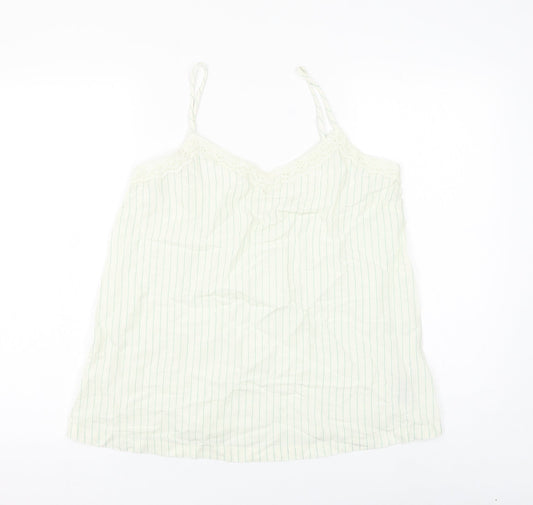 Marks and Spencer Womens White Striped Viscose Camisole Tank Size 10 V-Neck