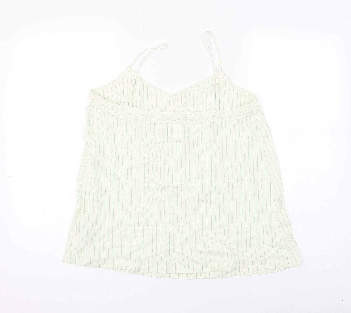 Marks and Spencer Womens White Striped Viscose Camisole Tank Size 10 V-Neck