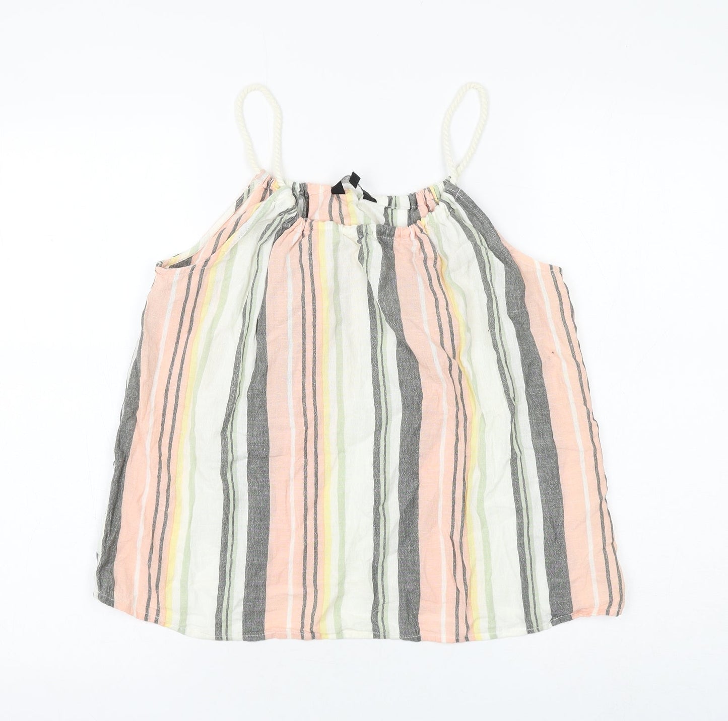 New Look Womens Multicoloured Striped Cotton Camisole Tank Size 12 Round Neck