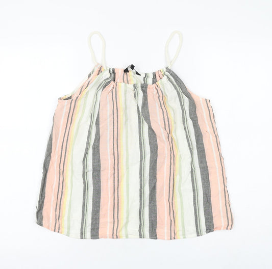 New Look Womens Multicoloured Striped Cotton Camisole Tank Size 12 Round Neck