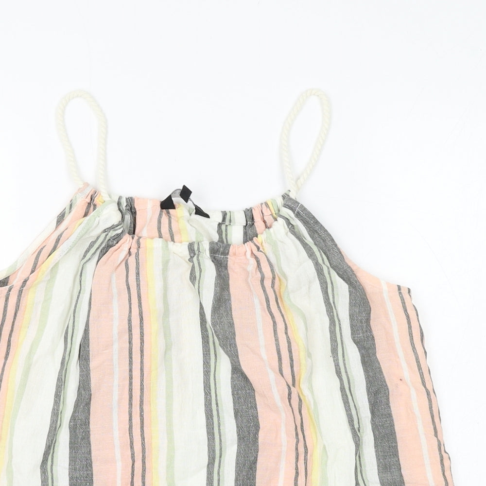New Look Womens Multicoloured Striped Cotton Camisole Tank Size 12 Round Neck