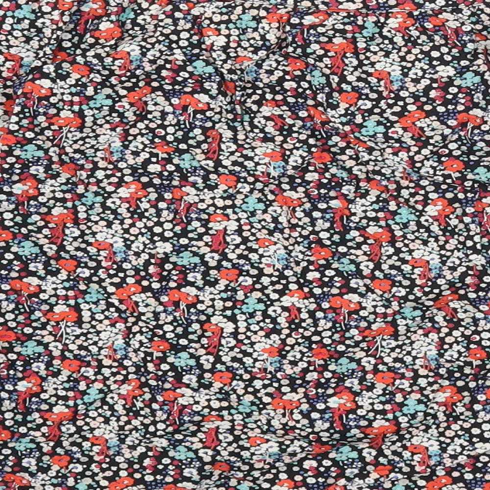 Red Herring Womens Multicoloured Floral Cotton Cropped T-Shirt Size 8 Off the Shoulder
