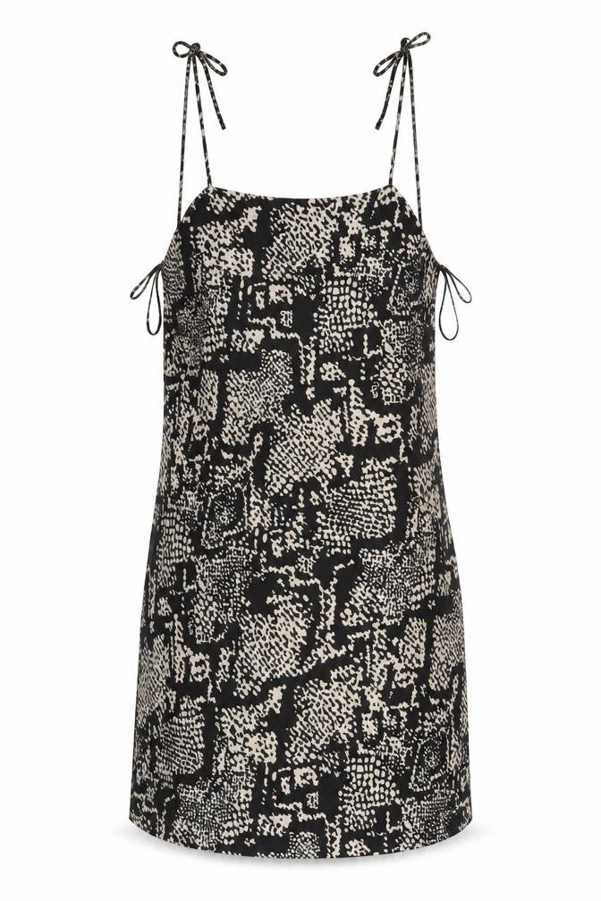 Zara Womens Black Geometric Polyester Slip Dress Size M Square Neck Pullover