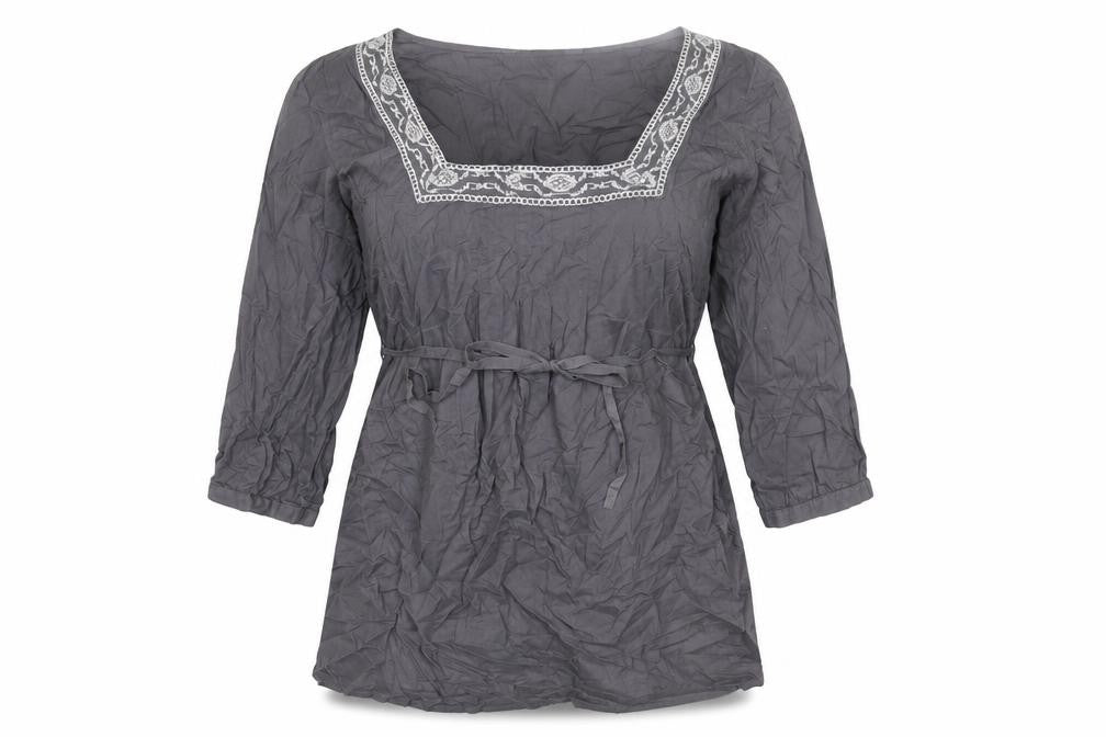 Glamorosa Womens Grey Cotton Basic T-Shirt Size 14 Square Neck