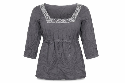 Glamorosa Womens Grey Cotton Basic T-Shirt Size 14 Square Neck