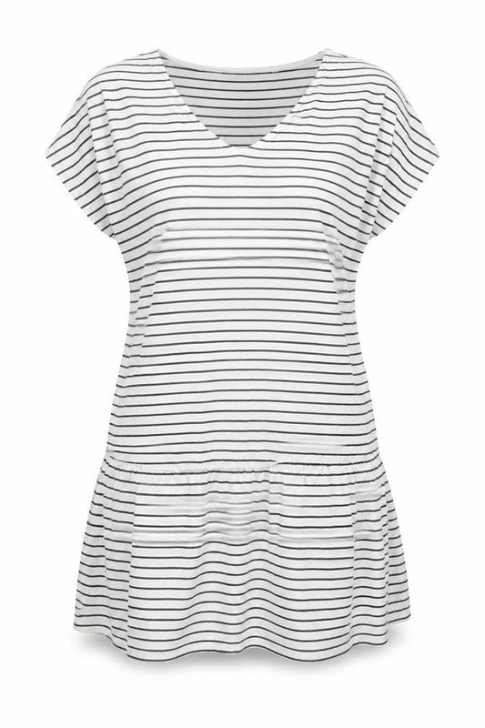 Next Womens White Striped Viscose Mermaid Size 14 V-Neck Pullover