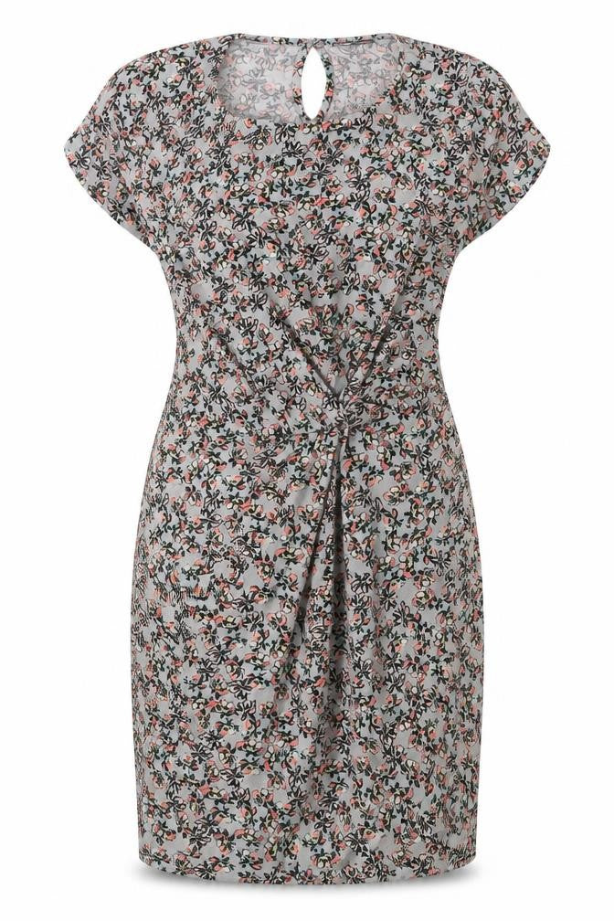Warehouse Womens Grey Floral Viscose Bodycon Size 6 Scoop Neck Button