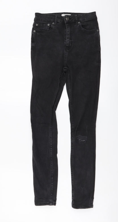 Zara Womens Grey Cotton Mom Jeans Size S L27 in Regular Button
