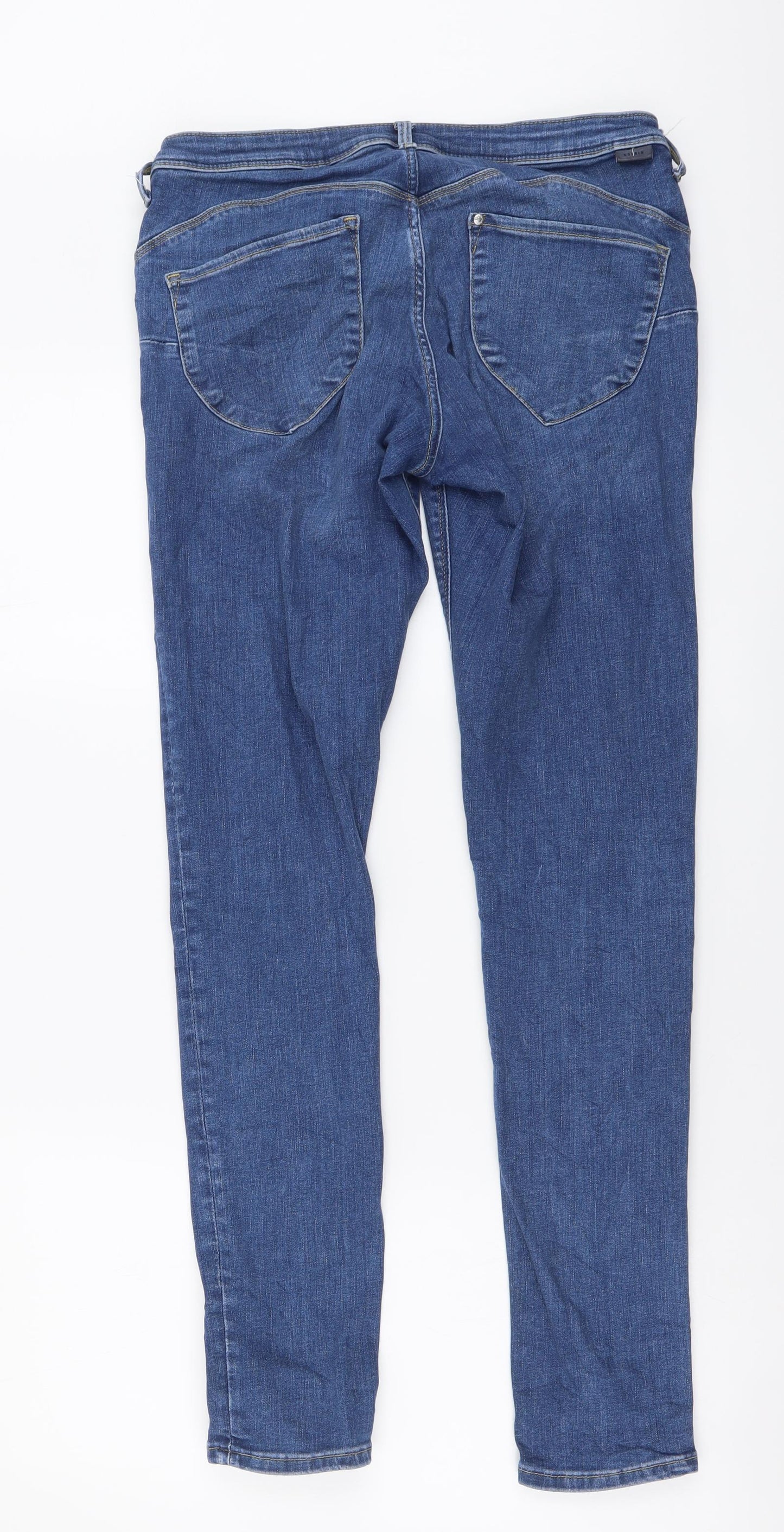 H&M Womens Blue Cotton Skinny Jeans Size L L30 in Regular Button