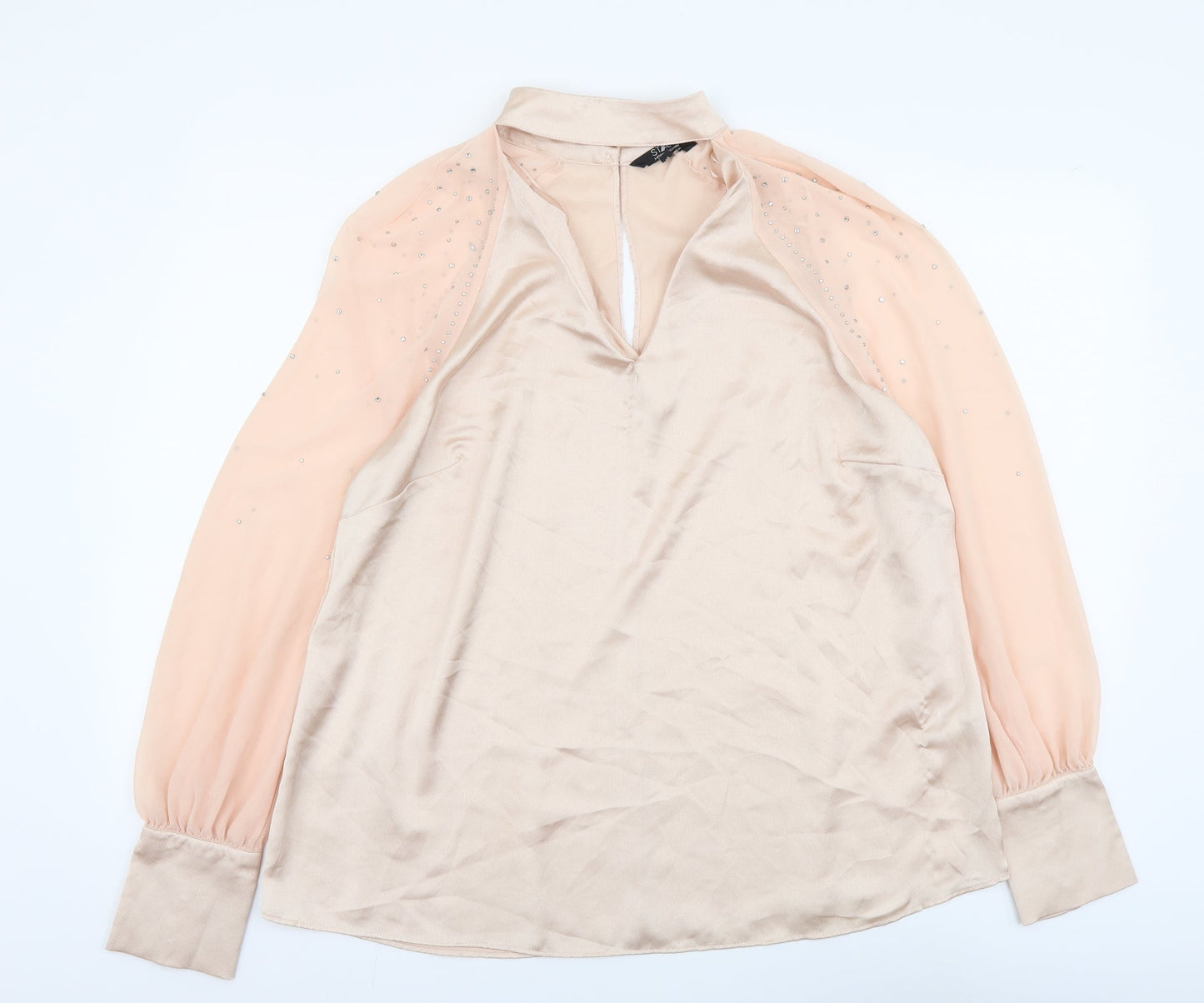 Star Womens Pink Polyester Basic Blouse Size 16 V-Neck