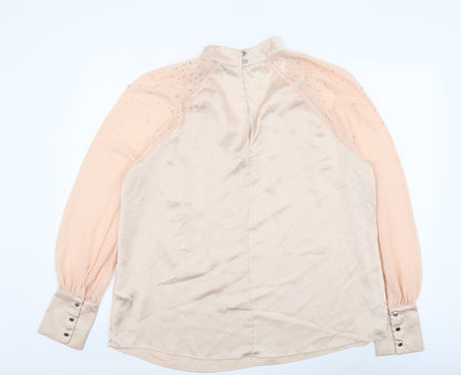 Star Womens Pink Polyester Basic Blouse Size 16 V-Neck