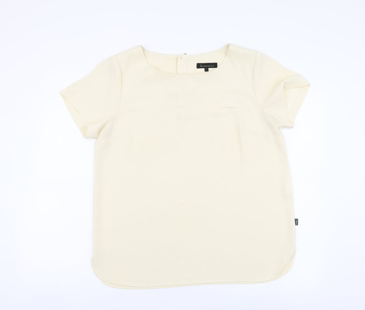 Incorporatewear Womens Ivory Polyester Basic Blouse Size 14 Round Neck