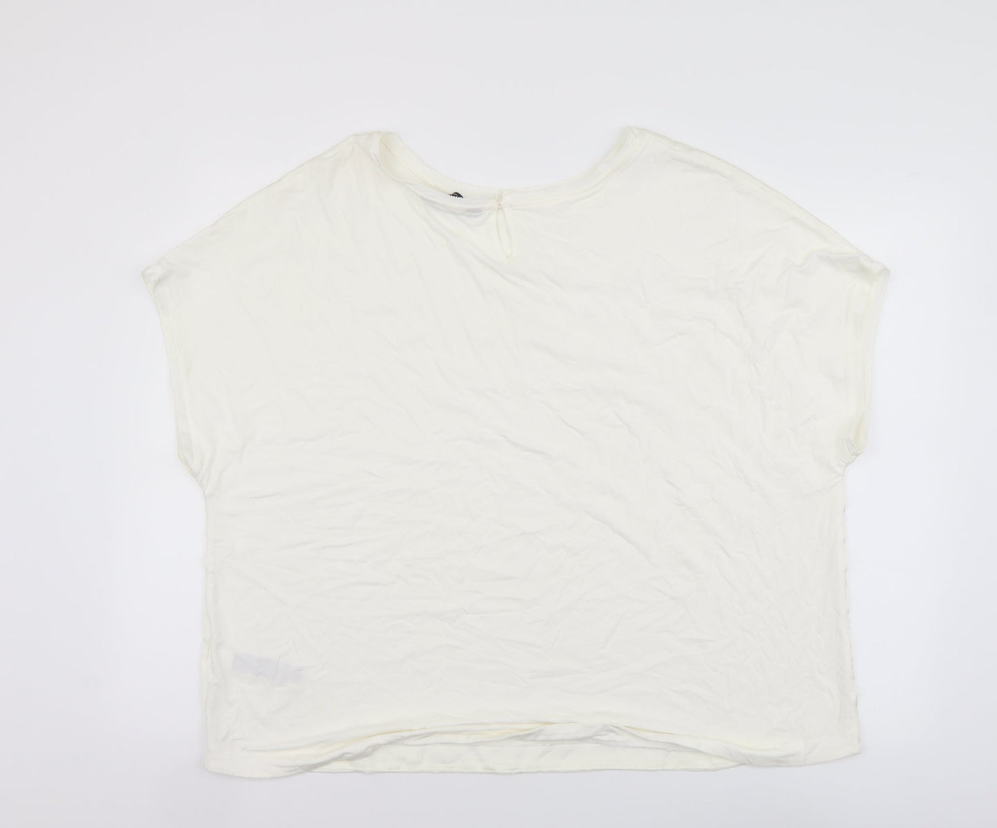 Marks and Spencer Womens Ivory Polyester Basic Blouse Size 22 Round Neck