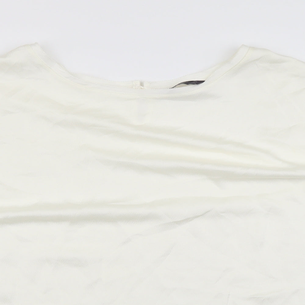 Marks and Spencer Womens Ivory Polyester Basic Blouse Size 22 Round Neck