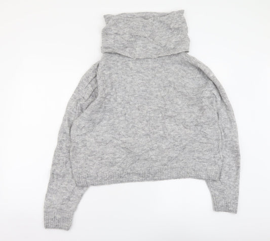 H&M Womens Grey Roll Neck Acrylic Pullover Jumper Size S