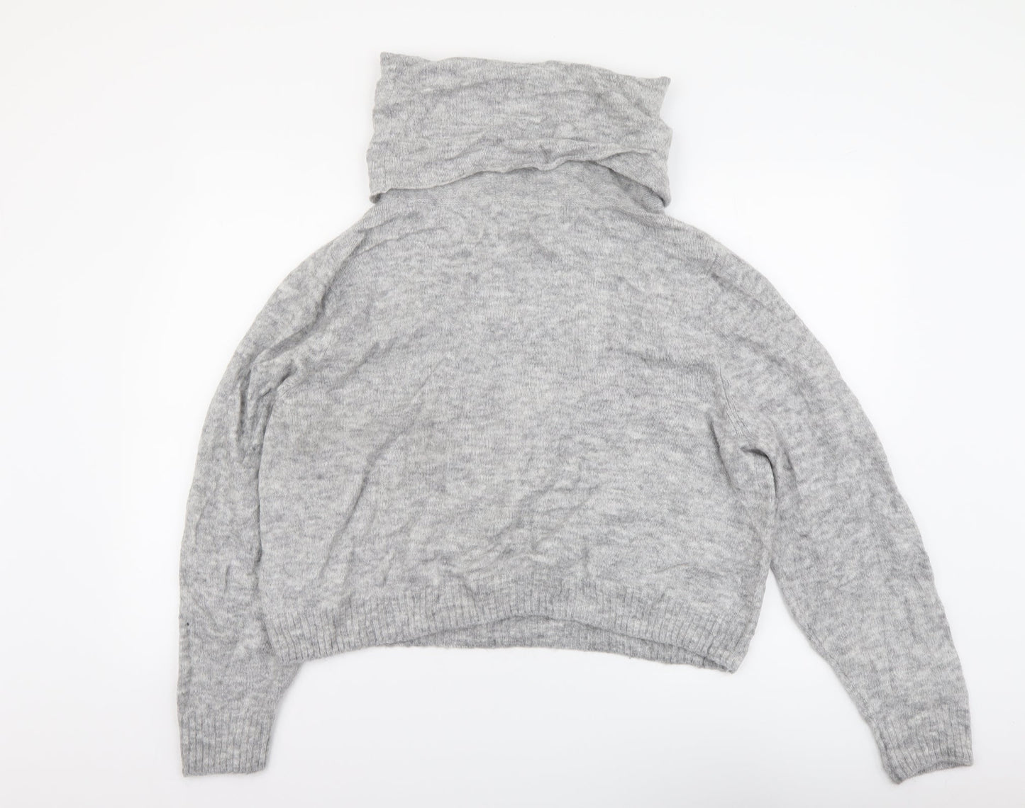 H&M Womens Grey Roll Neck Acrylic Pullover Jumper Size S