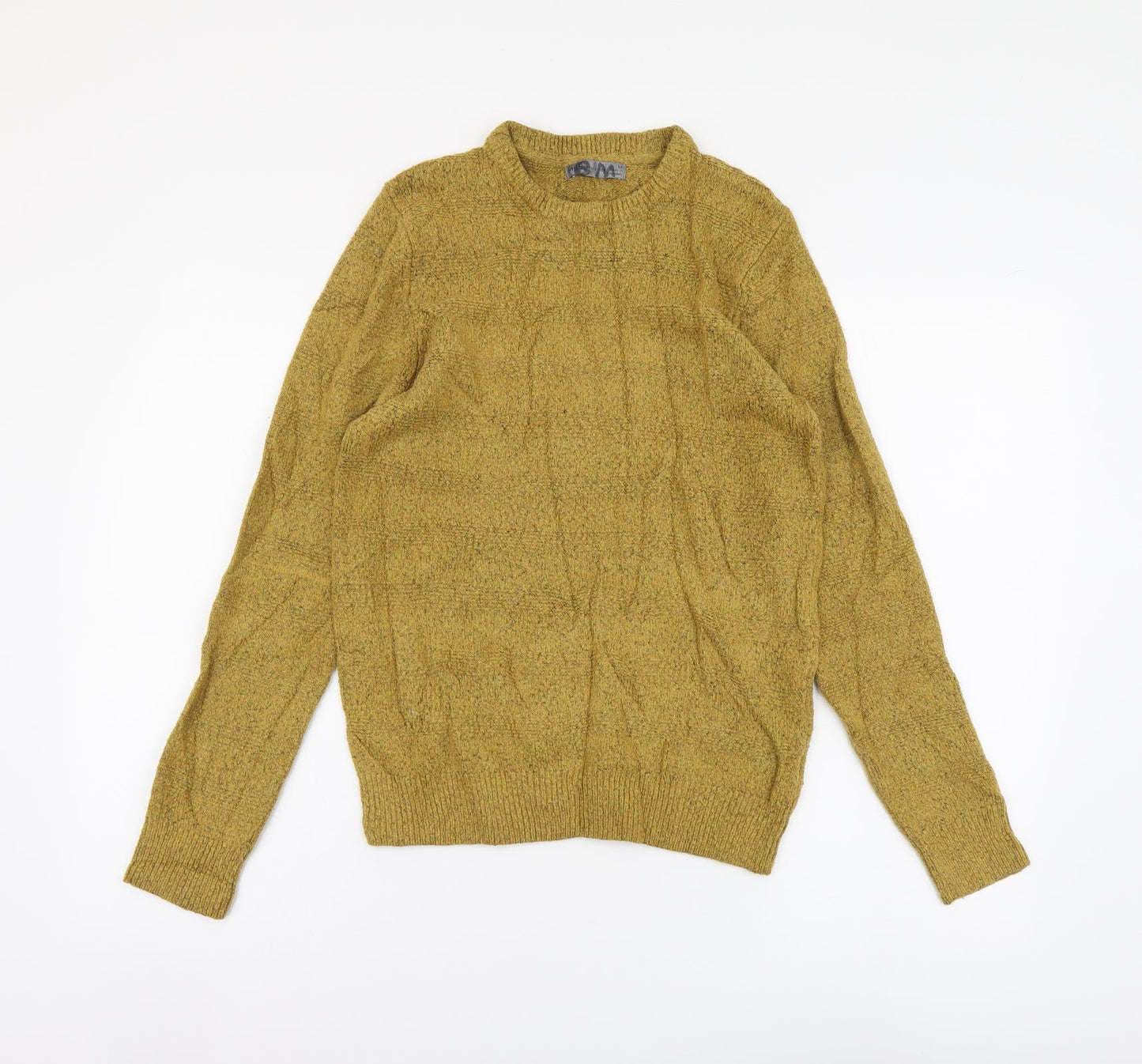 Marks and Spencer Womens Yellow Round Neck Acrylic Henley Jumper Size M