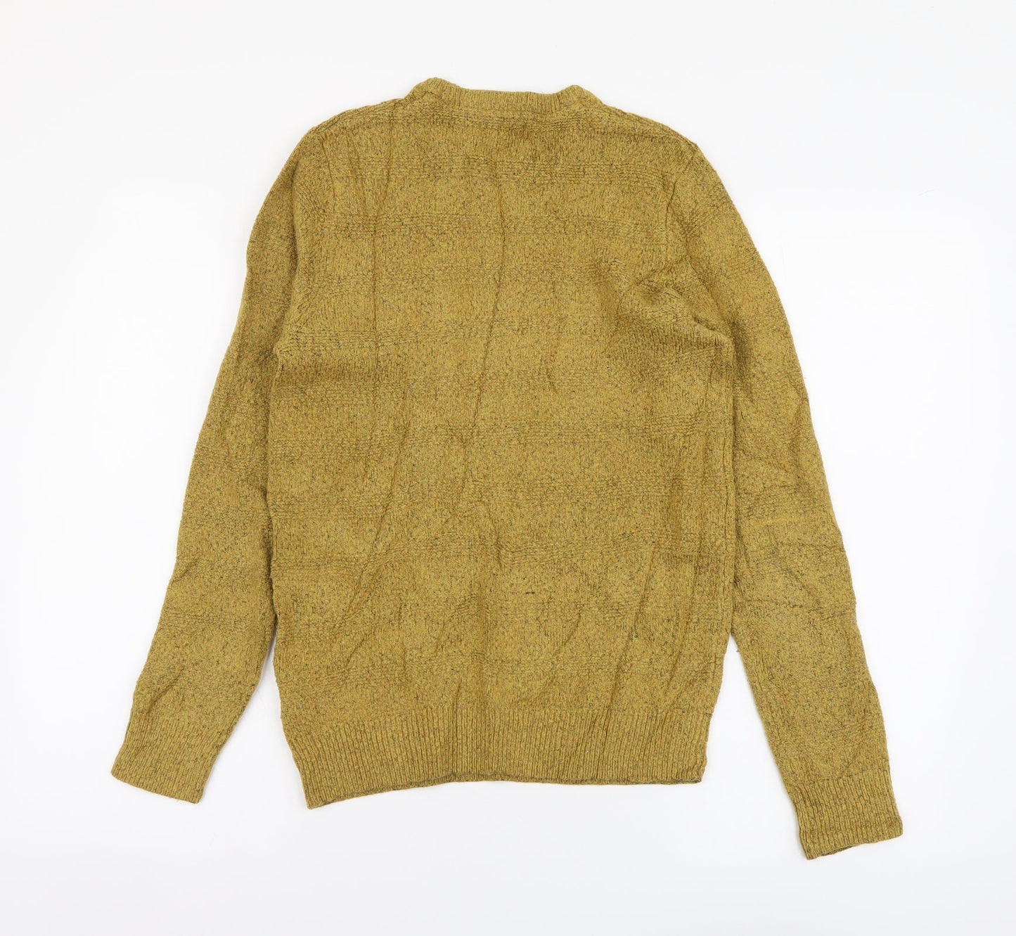Marks and Spencer Womens Yellow Round Neck Acrylic Henley Jumper Size M