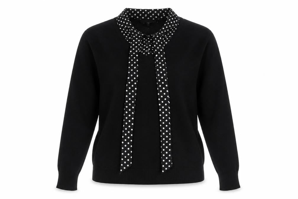 Paramour Womens Black Collared Viscose Pullover Jumper Size M