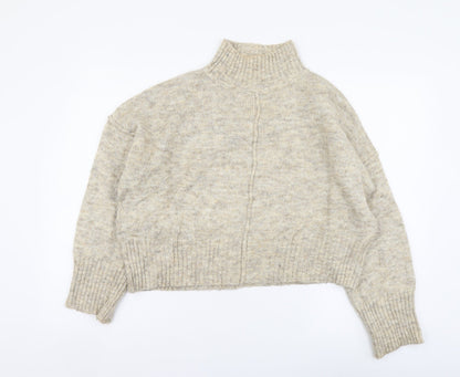 New Look Womens Beige High Neck Polyester Pullover Jumper Size M
