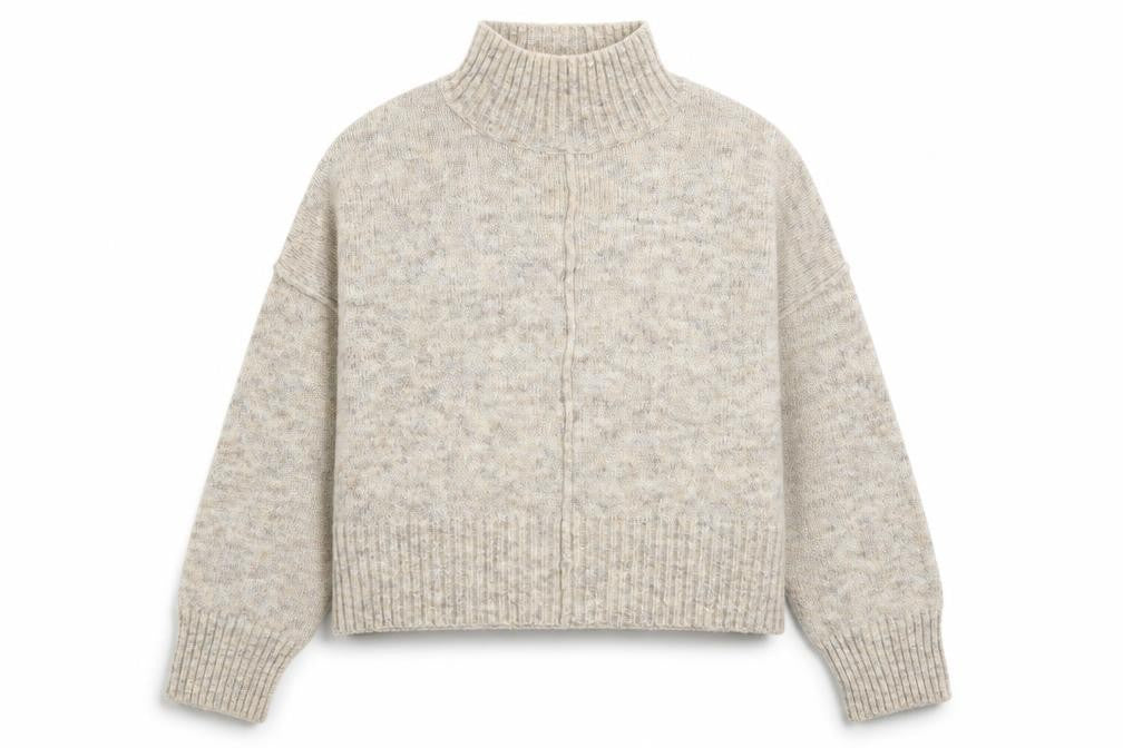 New Look Womens Beige High Neck Polyester Pullover Jumper Size M