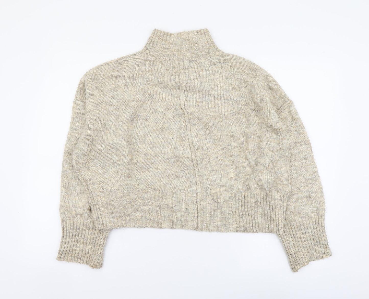 New Look Womens Beige High Neck Polyester Pullover Jumper Size M