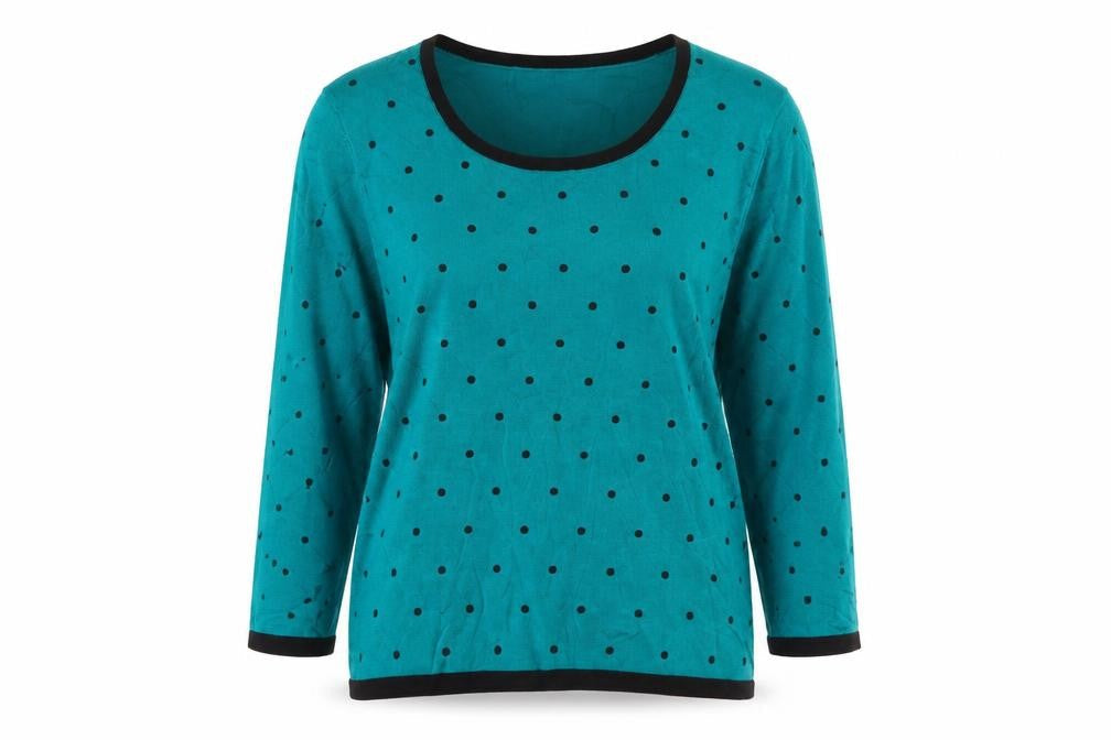 Precis Womens Green Round Neck Polka Dot Viscose Pullover Jumper Size S