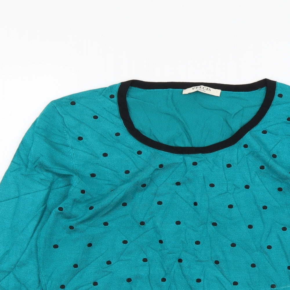 Precis Womens Green Round Neck Polka Dot Viscose Pullover Jumper Size S