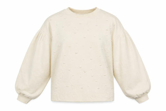 Zara Womens Ivory Cotton Pullover Sweatshirt Size S Pullover - Balloon Sleeves