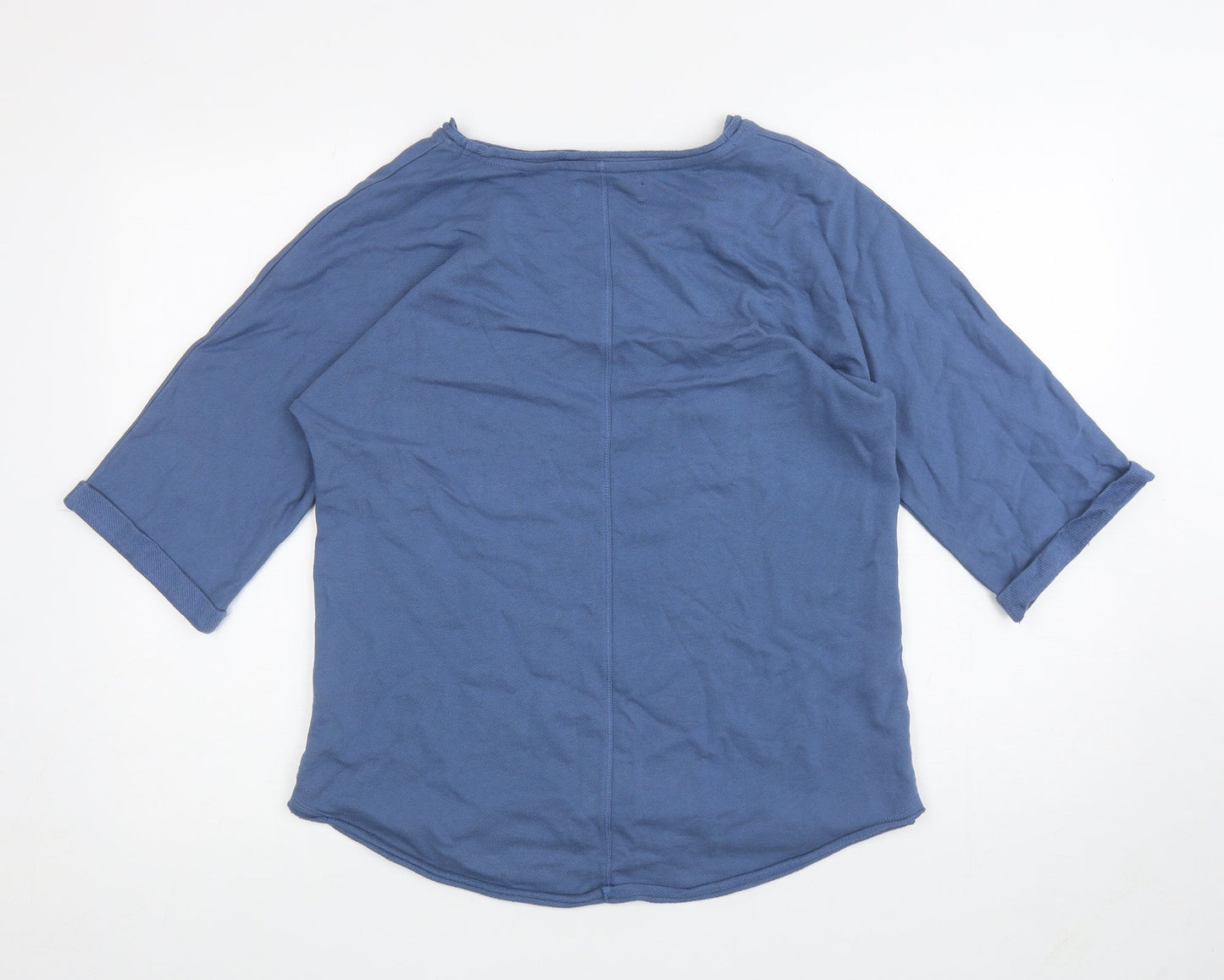 Per Una Womens Blue Scoop Neck Cotton Pullover Jumper Size 8