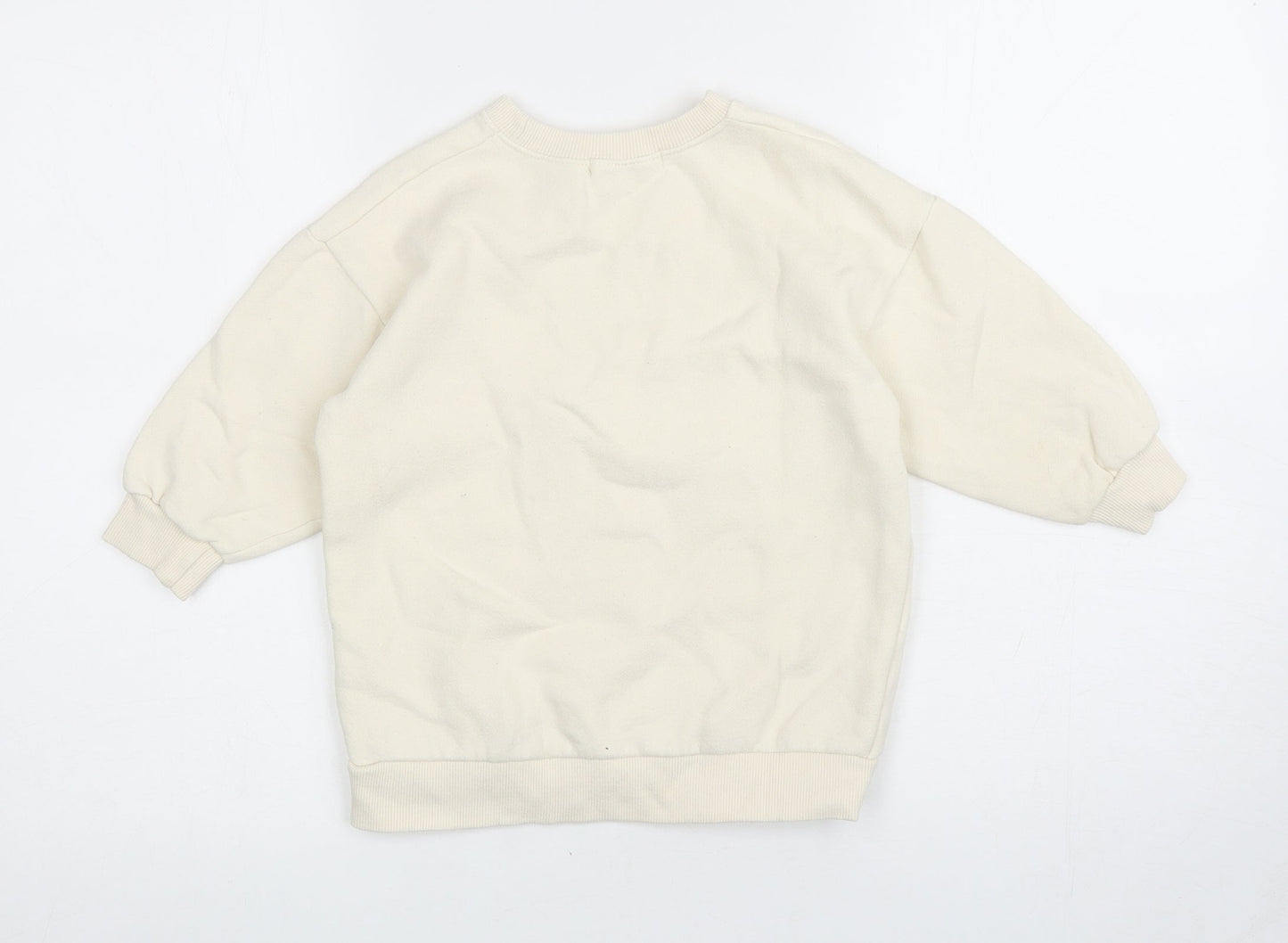 Boboyarn Girls Ivory Polyester Pullover Sweatshirt Size 7 Years Pullover - Rabbit