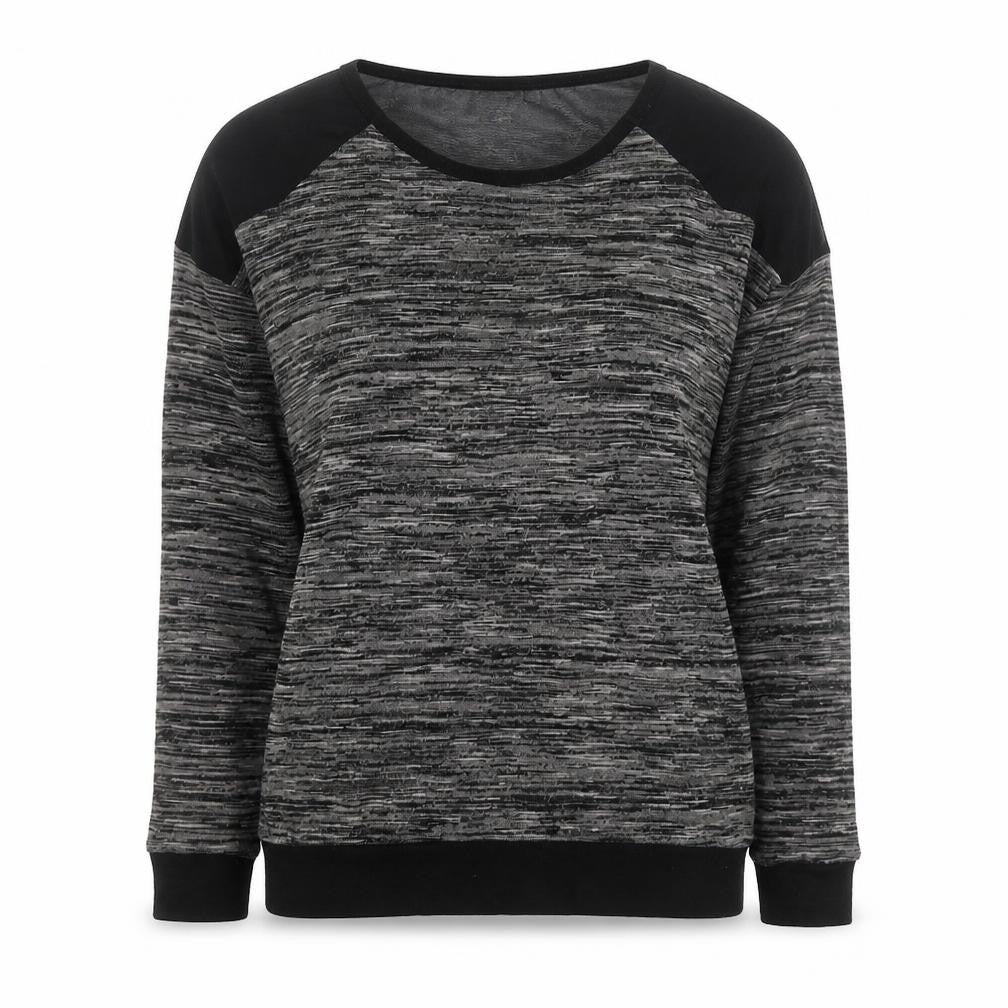 New Look Womens Grey Striped Cotton Pullover Sweatshirt Size 8 Pullover
