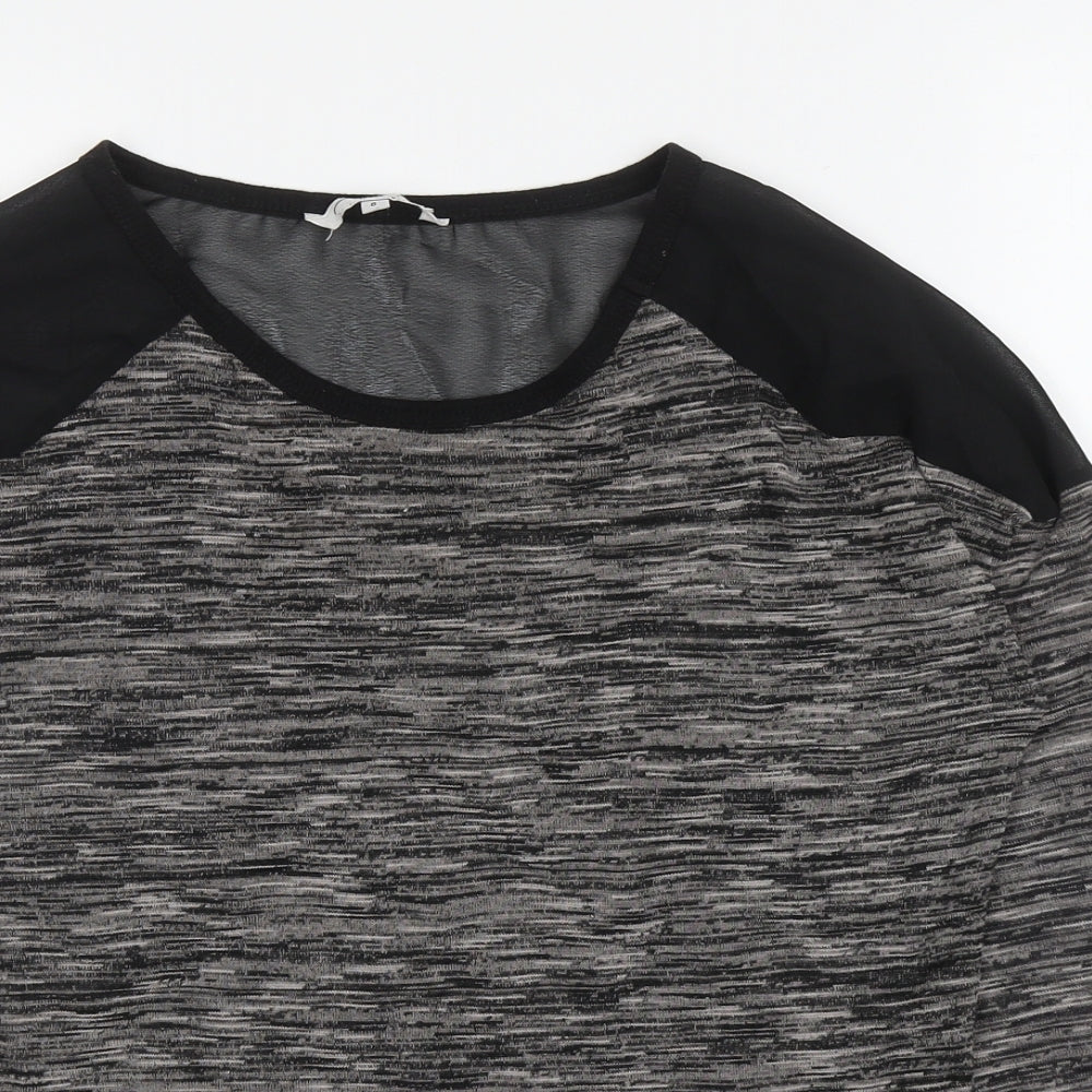 New Look Womens Grey Striped Cotton Pullover Sweatshirt Size 8 Pullover